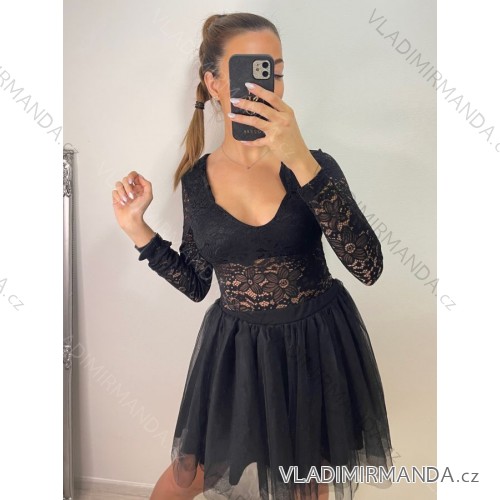Tričko elegantní dlouhý rukáv dámské (UNI S/M) ITALSKÁ MÓDA IMM20954 black S/M