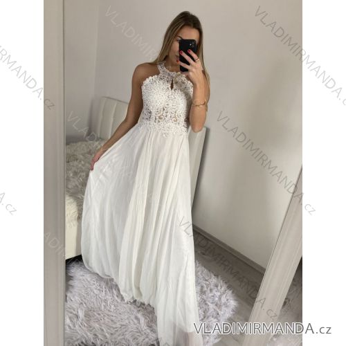 Women's Elegant Wedding Formal Long Sleeveless Dress (S/M ONE SIZE) ITALIAN FASHION IMM2219805