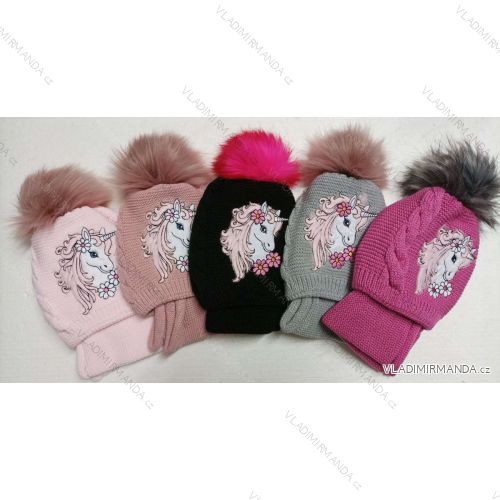 Children's Girls' Winter Knitted Hat and Neckerchief Set (4-9 YEARS) MADE IN POLAND PV32258