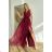 Women's Plus Size (34-46) Long Elegant Party Sleeveless Dress POLISH FASHION PMLBC23265-10A Burgundy 38