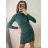 Women's Long Knitted Turtleneck Short Sleeve Dress (S/M ONE SIZE) ITALIAN FASHION IMM22FD51751