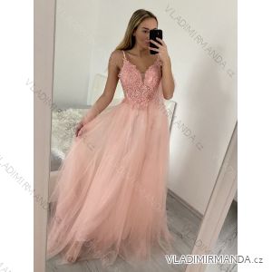 Šaty společenské elegantní na ramínka dlouhé plesové dámské (S/M, M/L ONE SIZE) ITALSKÁ MÓDA IMM229067L