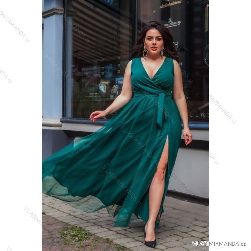 Women's Plus Size (42-48) Long Elegant Party Sleeveless Dress POLISH FASHION PMLBC23248-13 Green 48