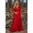 Dress Long Elegant Party 3/4 Sleeve Women's Plus Size (36-54) POLISH FASHION PMLBF23ID3145 Red 36