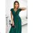 411-1 CRYSTAL long shimmering dress with a neckline - green