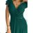 411-1 CRYSTAL long shimmering dress with a neckline - green