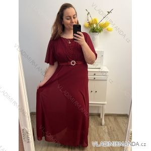 Šaty společenské elegantní plesové krátký rukáv dámské nadrozměr (XL/2XL ONE SIZE) ITALSKÁ MÓDA IMM239016ZO