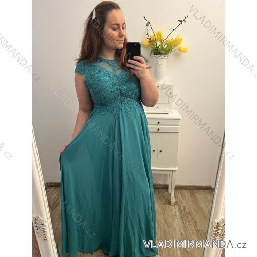 šaty plesové dlouhé elegantní společenské krátký rukáv dámské nadrozměr (XL/2XL ONE SIZE) ITALSKÁ MÓDA IMM2368806-X