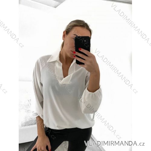 Šaty elegantní košilové dlouhý rukáv dámské (S/M ONE SIZE) ITALSKÁ MÓDA IMWY21734
