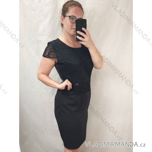 Women's short sleeve dress oversized (L-3XL) POLISH FASHION PMF20013 black 44