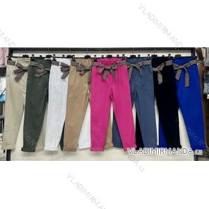 Kalhoty dlouhé s páskem dámské (S-2XL) ITALSKÁ MÓDA IMWB23025
