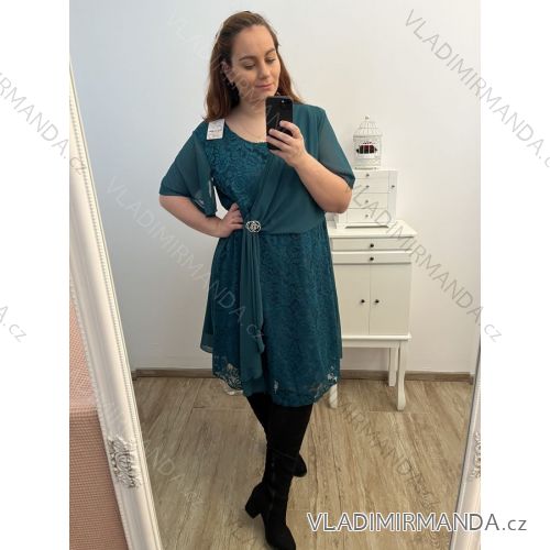 Women's Plus Size Elegant Social Dress (XL/2XL ONE SIZE) ITALIAN FASHION IMH23VOLTERA