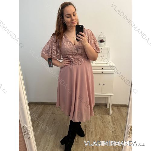 Women's Long Knitted Turtleneck Short Sleeve Dress (S/M ONE SIZE) ITALIAN FASHION IMM22FD51751