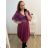 Women's Long Knitted Turtleneck Short Sleeve Dress (S/M ONE SIZE) ITALIAN FASHION IMM22FD51751 XL/2XL purple