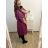 Women's Long Knitted Turtleneck Short Sleeve Dress (S/M ONE SIZE) ITALIAN FASHION IMM22FD51751 XL/2XL purple