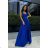 Women's Plus Size (42-46) Long Elegant Party Sleeveless Dress POLISH FASHION PMLBC23265-10 Royal blue 34