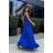 Women's Plus Size (42-46) Long Elegant Party Sleeveless Dress POLISH FASHION PMLBC23265-10 Royal blue 34