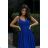 Women's Plus Size (42-46) Long Elegant Party Sleeveless Dress POLISH FASHION PMLBC23265-10 Royal blue 34