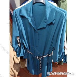 Šaty košilové dlouhý rukáv dámské (S/M ONE SIZE) ITALSKÁ MÓDA IMH23012