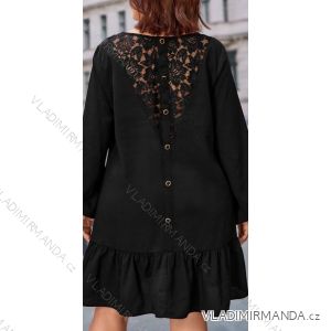 Šaty elegantní s krajkou dlouhý rukáv dámské nadrozměr (XL/2XL ONE SIZE) ITALSKÁ MÓDA IMWT23223