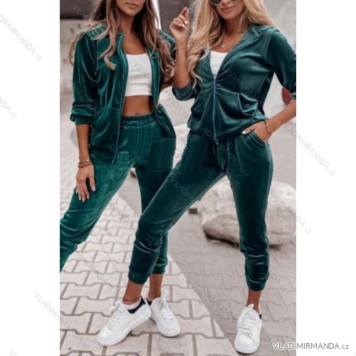 Women's Plus Size (L/XL ONE SIZE) Velvet Tracksuit Sweatshirt and Tracksuit Set POLISH FASHION IMWT23226