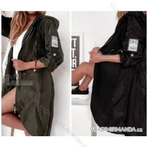 Bunda tenká prodloužená s kapucí na zip šusťáková dlouhý rukáv dámská nadrozměr (XL/2XL ONE SIZE) ITALSKÁ MÓDA IMWT23229