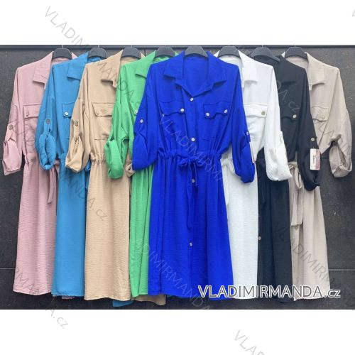 Women's Long Sleeve Shirt Dress (S/M/L ONE SIZE) ITALIAN FASHION IMWA23243