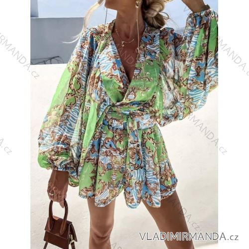 Women's Short Summer Long Sleeve Jumpsuit (S/M ONE SIZE) ITALIAN FASHION IMWD23255