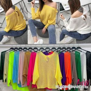 Women's Slim Oversize Bow Long Sleeve Sweater (S/M ONE SIZE) ITALIAN FASHION IMWAA23381