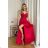 Women's Plus Size (42-46) Long Elegant Party Sleeveless Dress POLISH FASHION PMLBC23265-10 red 34