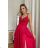 Women's Plus Size (42-46) Long Elegant Party Sleeveless Dress POLISH FASHION PMLBC23265-10 red 34