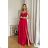 Women's Plus Size (42-46) Long Elegant Party Sleeveless Dress POLISH FASHION PMLBC23265-10 red 34