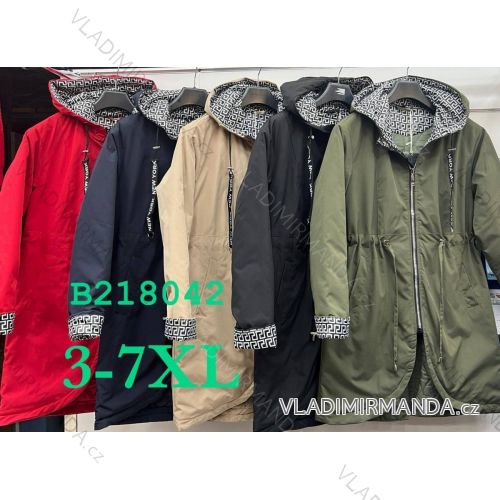 Bunda parka jarní s kapucí dámská nadrozměr (3XL-7XL) POLSKÁ MÓDA PMLB23B218042