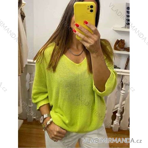 Women's Slim Oversize Bow Long Sleeve Sweater (S/M ONE SIZE) ITALIAN FASHION IMWAA23381