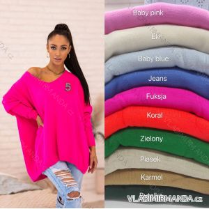 Oversize Sweater Long Sleeve Women's Plus Size (2XL/3XL ONE SIZE) POLISH FASHION PMWM23612