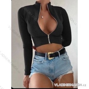 Crop top na zip dlouhý rukáv dámská (S/M ONE SIZE) ITALSKÁ MÓDA IMWB23095