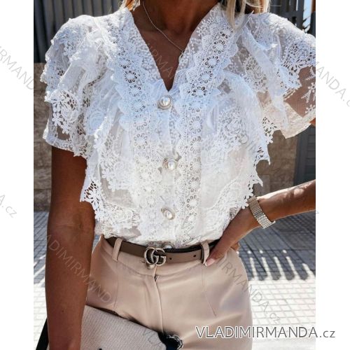 Women's Short Sleeve Lace Tunic/Blouse (S/M ONE SIZE) ITALIAN FASHION IMPGM236385