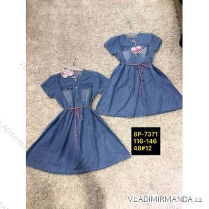 Šaty riflové krátký rukáv dětské dorost dívčí (116-146) ACTIVE SPORT ACT238P-7371