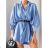 Women's Elegant Belt Long Sleeve Dress (S/M ONE SIZE) ITALIAN FASHION IMM23UN6139