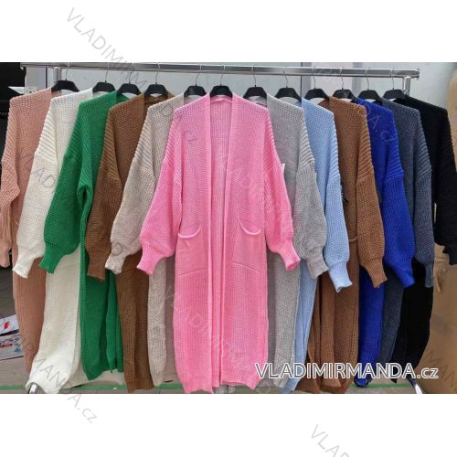 Cardigan pletený dlouhý rukáv dámský (S/M ONE SIZE) ITALSKÁ MÓDA IMW23OPR087