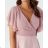 Women's short sleeve party dress (36-50) POLISH FASHION PMLMR23LUNA-3 pink 36