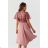 Women's short sleeve party dress (36-52) POLISH FASHION PMLMR23ELENA-1 pink 36