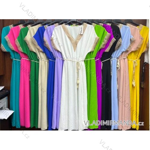 Women's Short Sleeve Bow Tie Dress (S/M ONE SIZE) ITALIAN FASHION IMWD23137