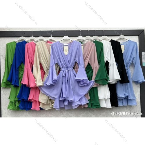 Women's Long Chiffon Short Sleeve Dress (S/M ONE SIZE) ITALIAN FASHION IMWGM23456