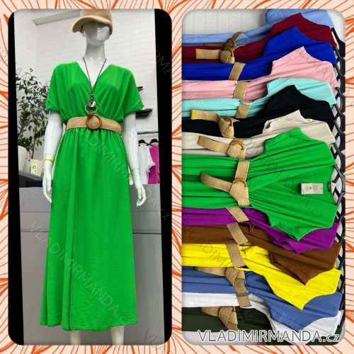 Women's Long Chiffon Short Sleeve Dress (S/M ONE SIZE) ITALIAN FASHION IMWGM23456