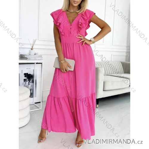 Women's Long Chiffon Short Sleeve Dress (S/M ONE SIZE) ITALIAN FASHION IMWGM23456