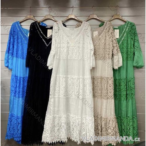 Women's Long Chiffon Short Sleeve Dress (S/M ONE SIZE) ITALIAN FASHION IMWGM23456