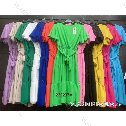 Women's Long Chiffon Short Sleeve Dress (S/M ONE SIZE) ITALIAN FASHION IMWGM23456