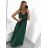 Long summer satin dress with straps women with belt (UNI S / M) ITALIAN FASHION IMM22INFINITE