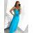 Long summer satin dress with straps women with belt (UNI S / M) ITALIAN FASHION IMM22INFINITE